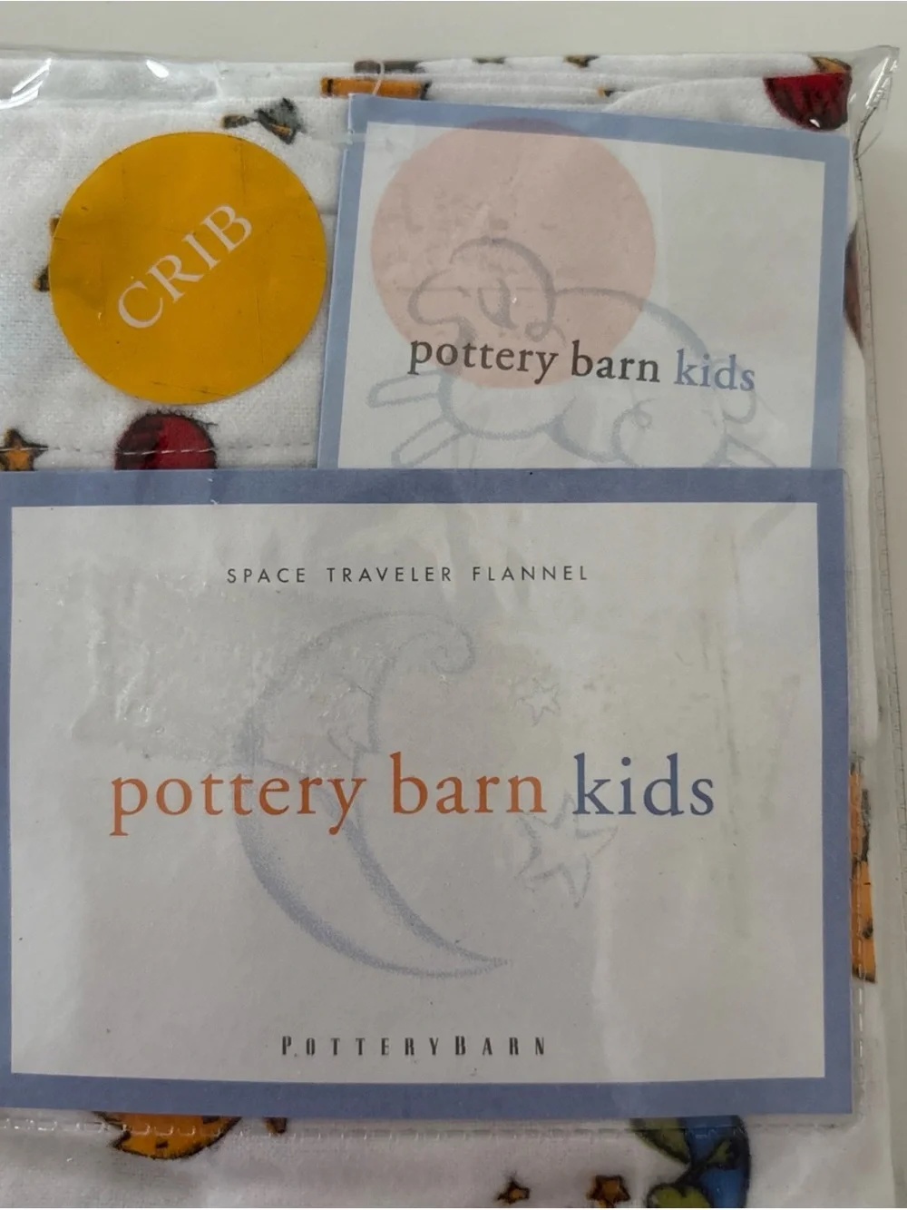Pottery Barn Kids Crib Size Pillowcase White Space Traveler Flannel Lot of 2